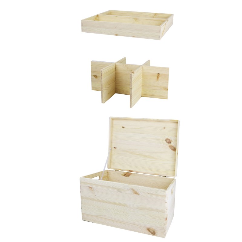 boite de rangement bois avec couvercle et compartiments zeller