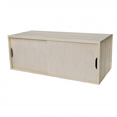 Zusammenklappbare Aufbewahrungsbox mit Holzdeckeln und Türen