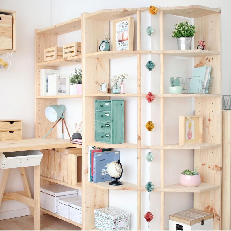 Étagère Pin Etagère d'angle GALA en pin massif-185X50